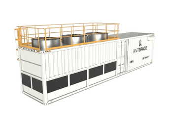 Container with rooftop structure on a transparent background