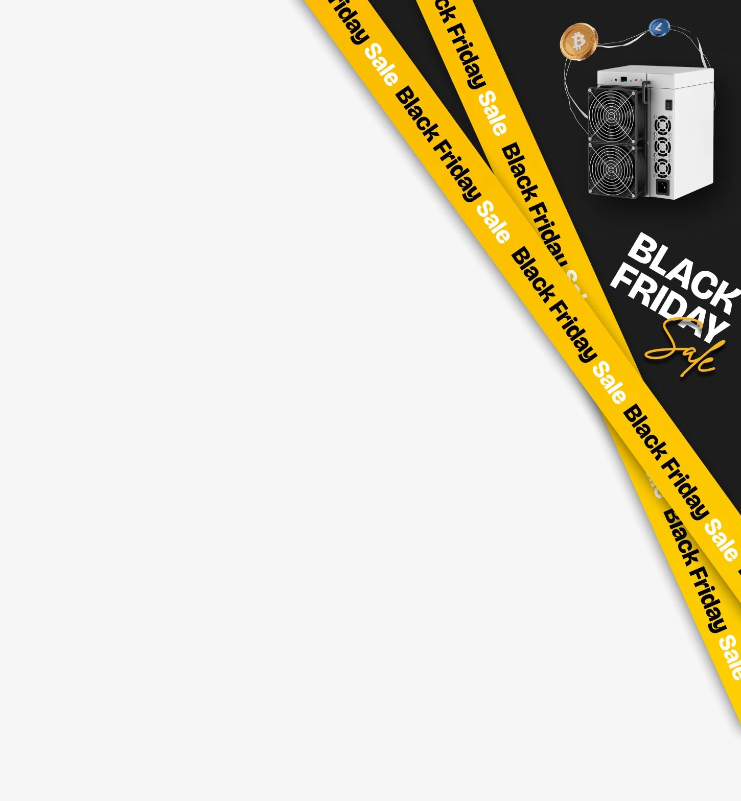 Black Friday sale banner with a white speaker on a white background