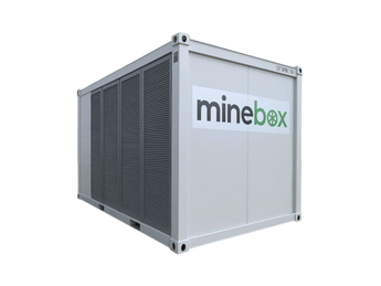 Container with 'minebox' logo on a green background