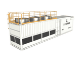 Container with rooftop structure on a transparent background