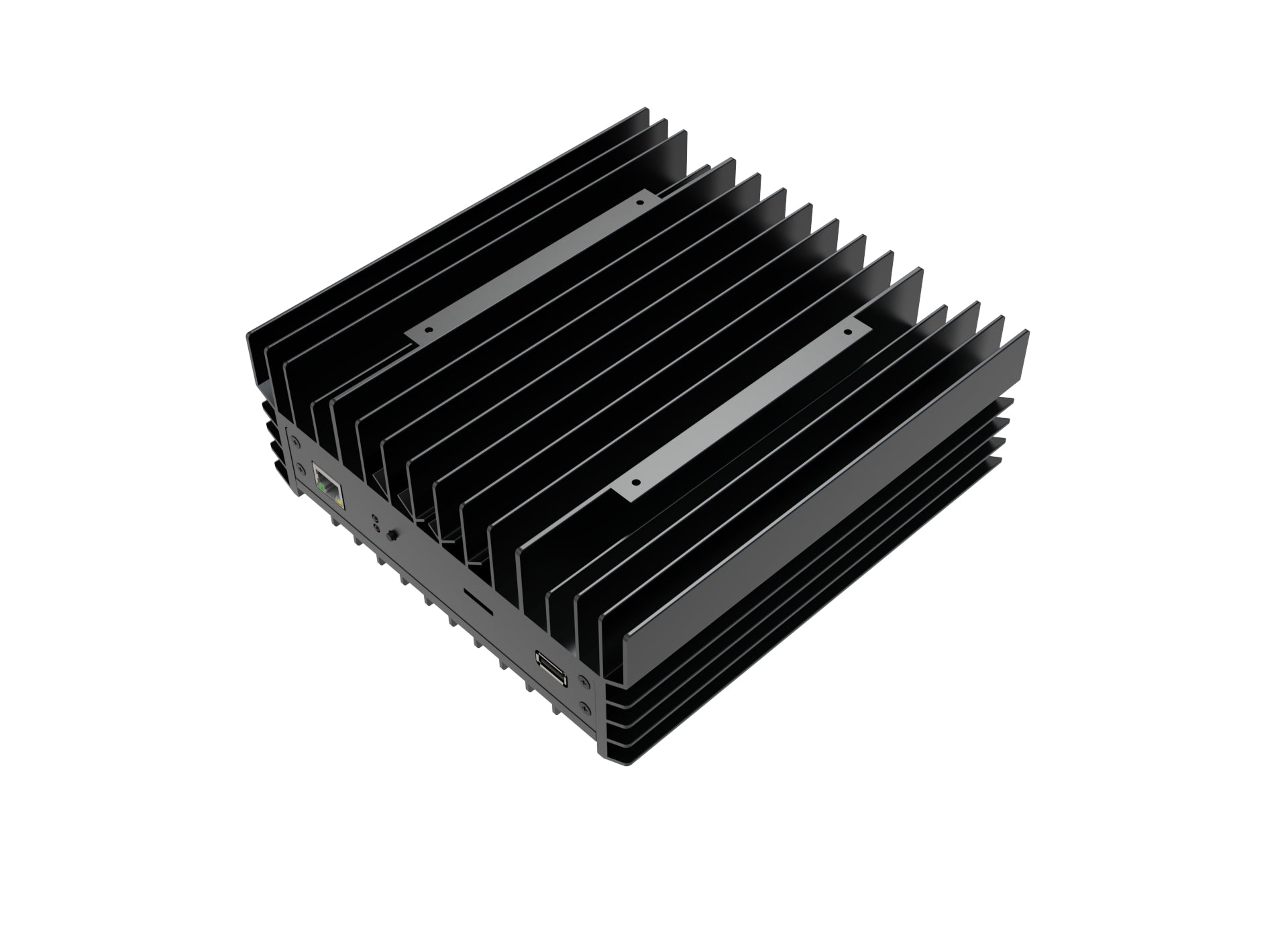 IceRiver AL0 – 400 GH/s compact ASIC miner with a black passive cooling heatsink and Ethernet connectivity.