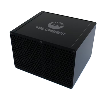 VolcMiner D1 Mini ASIC miner with a sleek black design and hexagonal mesh, delivering 2.2 GH/s hashing power.