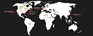 World map with labeled locations on a black background
