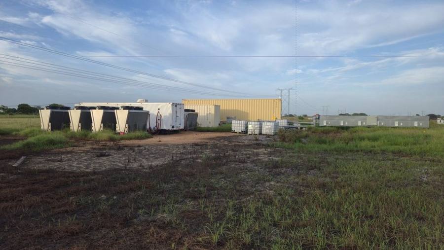 Mining containers at the OneMiners hosting site in Houston, Texas