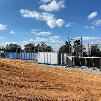 OneMiners hosting facility in South Carolina with equipment containers and power grid infrastructure.